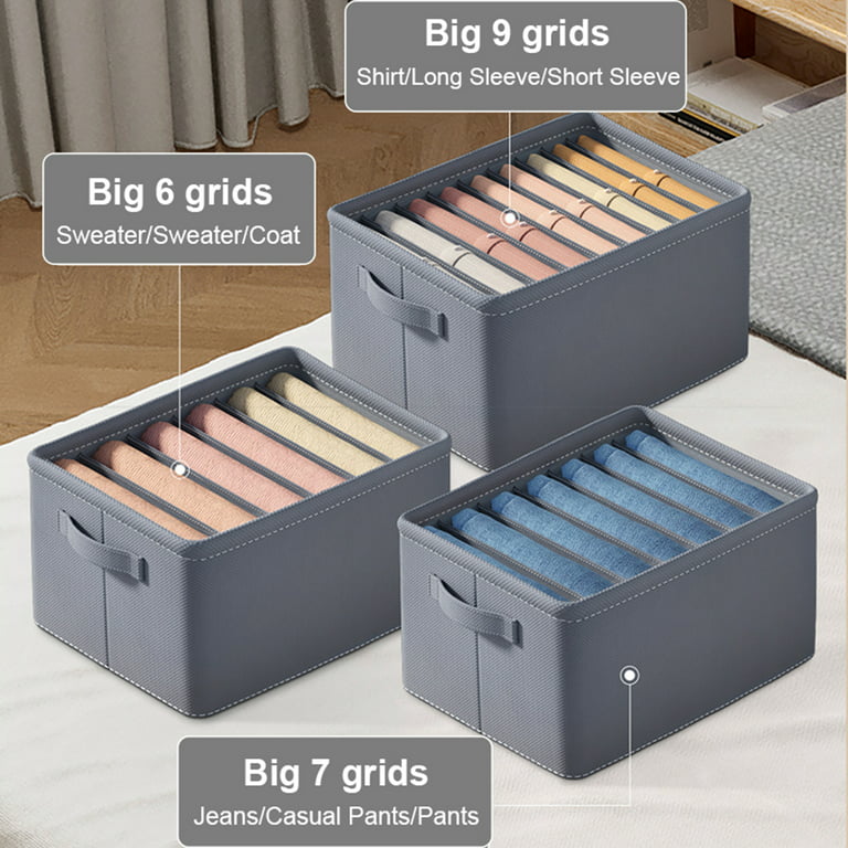 VEAREAR Storage Box Large Spacing Washable Thickened Organization Non-woven  Fabric Dividing Grid Pants Clothing Organizer Box for Dorm