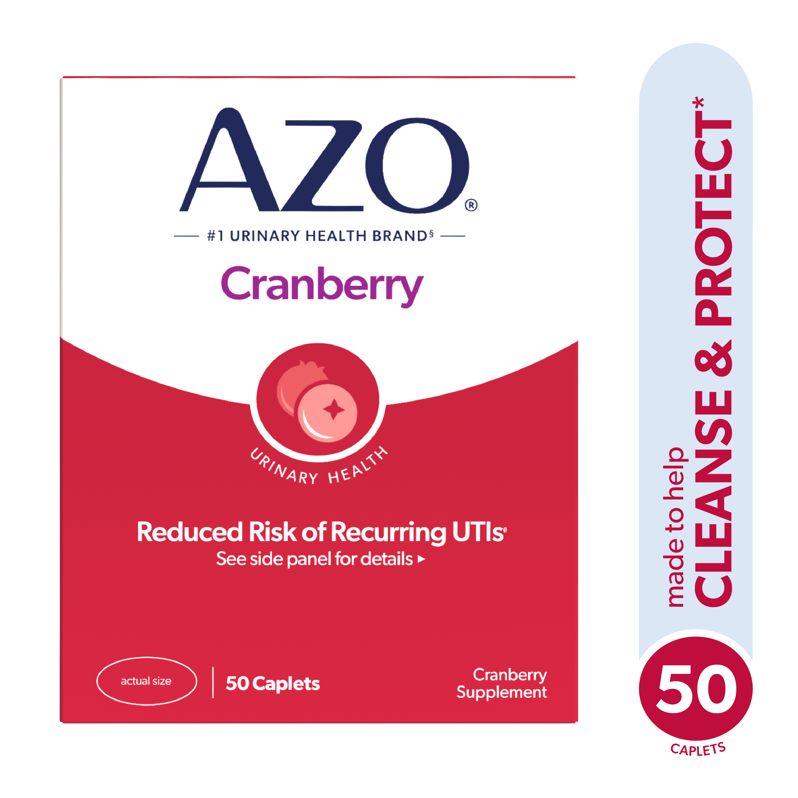 AZO Cranberry Urinary Tract Health Supplement, Helps Cleanse & Protect for Reduced UTIs, 50 Count