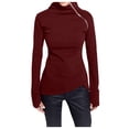 thumbnail image 2 of Pxiakgy blouses pour Femmes Blouse Décontractée Unie à Manches Longues Chandail Col Roulé Chandail à Fermeture Éclair + US:14, 2 of 9