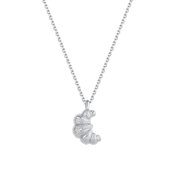 S925 Sterling Silver Cow Croissant Necklace Women's Mini Cute Korean Style Versatile Fashion Clavicle Chain French Retro Necklace Jewelry