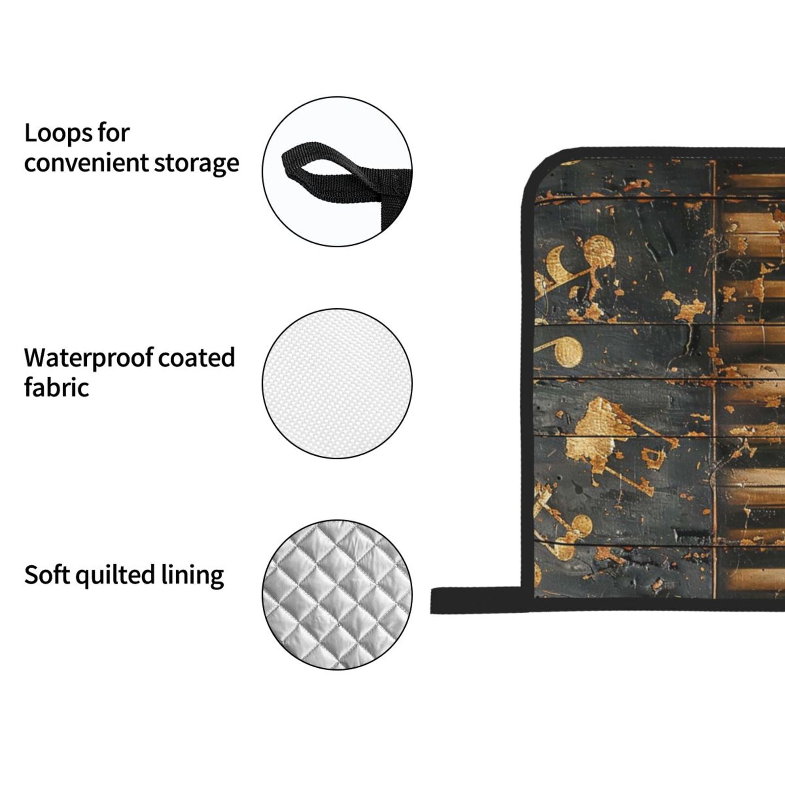 Musical Notes Piano Vintage Golden 4Pcs Oven Mitts and Pot Holders Sets Oven Kitchen Gloves Hot Pads for Cooking BBQ Baking Grilling