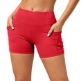 thumbnail image 6 of uublik Casual Shorts for Women Biker Yoga Shorts with Pockets High Waisted Athletic Running Workout Gym Shorts, Red, 6 of 6