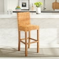 thumbnail image 2 of SAFAVIEH Tobie Rattan Bar Stool with Footrest, Natural, 2 of 7