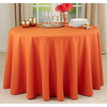 

Fennco Styles Classic Everyday Design Solid Color Tablecloth 90 Round - Pumpkin Table Cover for Home Décor Baquets Family Gathering and Special Occasion
