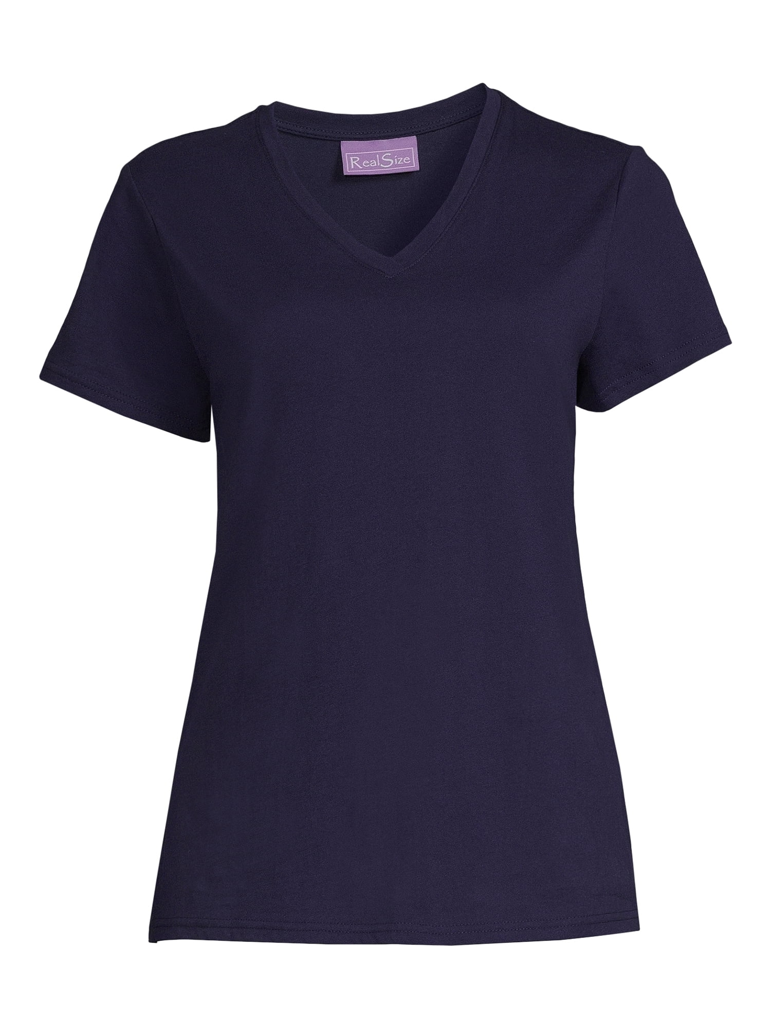 RealSize Women's V-Neck Tee with Short Sleeves, Sizes XS-3XL
