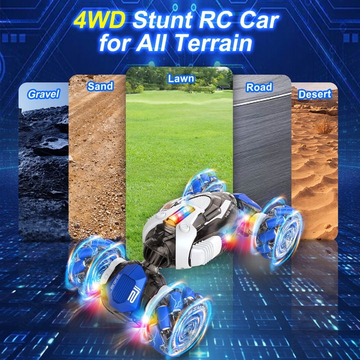 Nicella Remote Control Cars for Boys Girls 8-12, Gesture Sensing RC Stunt Car with Light & Music, 4WD, 360°Rotating, 2.4Ghz RC Drift Cars, Christmas Birthday Gift Car Toys for Kids
