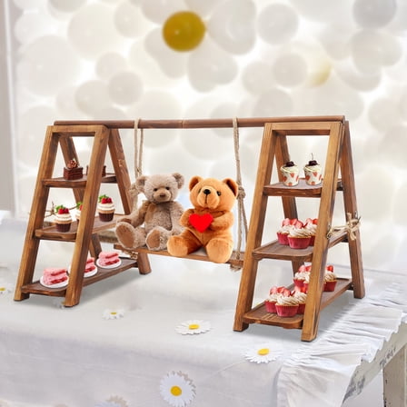 3 Tiers Solid Wooden Simplicity Serving Tray Dessert Stand Decor Cupcake Stand