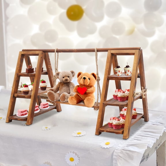 3 Tiers Solid Wooden Simplicity Serving Tray Dessert Stand Decor Cupcake Stand