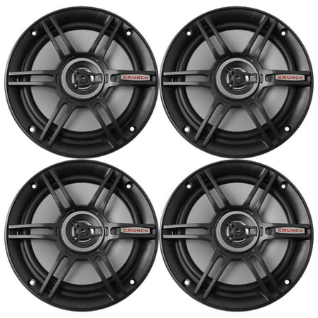 2 Pairs (QTY 4) of Crunch 6.5" Full Range 3-Way 300W Peak Power Shallow Mount Black Automotive Car Speakers