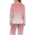 thumbnail image 5 of Ashirexll Pajamas for Women Set Solid Color V-Neck Long Sleeve Pajama Top with Matching Long Pants Loungewear Set, 5 of 7