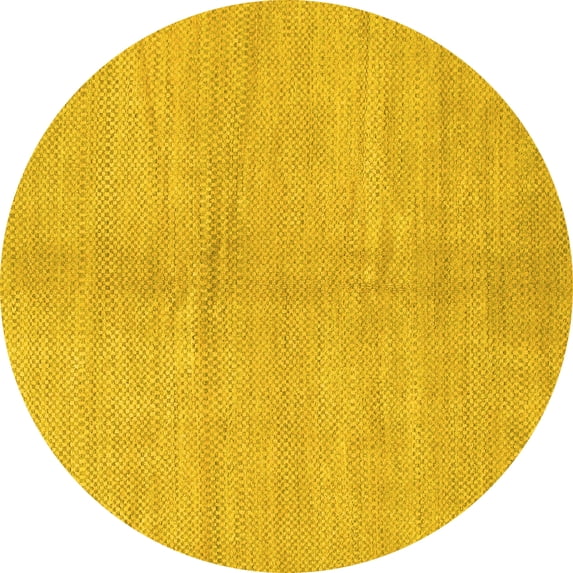 Ahgly Company Indoor Round Abstract Yellow Modern Area Rugs, 5' Round