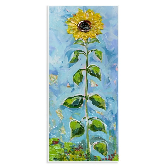 Stupell Industries Tall Looming Sunflower Plants & Flowers Painting Unframed Art Print Wall Art, 7 x 17