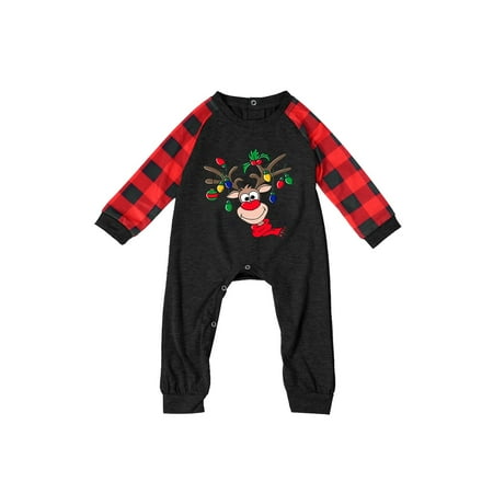 

Family Matching Christmas Pajamas Set Plaid Sleeves Cute Pattern Printing Festival For Baby ParentChild Outfit