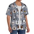 thumbnail image 2 of Balery Cute Dog Faces Camisa Casual de Manga Corta con Botones para Hombre, Texturizada, Estilo Cubano, para Playa, Verano-3X-Large, 2 of 5