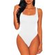 thumbnail image 5 of Gibobby pantalones siameses de pierna ancha Ropa interior sexy de poliéster para mujer, mallas de manga larga con cuello redondo, mono ajustado, Top(Blanco， M), 5 of 5