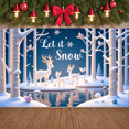 thumbnail image 5 of 3D Paper Art Winter Forest Banner Blue White Color Deer Display Deer Pattern Snowflake Decor Snowy Backdrop for Winter Party Christmas Decoration Indoor Event, 5 of 9
