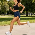 thumbnail image 7 of Cagogo Women Plus Size Elastic Waist Shorts with Pockets Quick Dry Sporty Running Yoga Workout Lounge Casual Athletic Bottoms, Navy S, 7 of 7