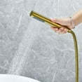 thumbnail image 3 of Brulon Double Handle Floor Mounted Tub Filler with Handshower in Brushed Gold, 3 of 15
