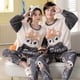 thumbnail image 2 of Conjunto de pijama de felpa de franela cálida para hombre y mujer, ropa de dormir de manga larga con cuello redondo, dibujos animados dulces, 32 estilos, Invierno, 2 of 4