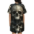 thumbnail image 6 of Susaid Gold Pattern Skull Print Women's Pajama Set, Button-Up Sleepwear with Elastic Waist Shorts, Perfect for Lounging, Yoga, Beach, and Casual Wear-4X-Large, 6 of 7