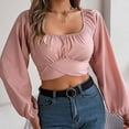 thumbnail image 7 of Women's Casual Sleeve Tie Waist Chiffon Shirt With Navel Top Short Sleeve Athletic Shirt Womens Striped Tee Shirts Short Sleeve Girls Shirts Long Sleeve Tee Shirt Women Graphic Women Shirt Summer, 7 of 7