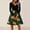 Green #065, variant on Women's Halloween Dress Witch Hat 1950s V-Neck Classic Tea Length Dress Candy Cocktail Long Sleeve Fall Swing Dress with Belt 2XL