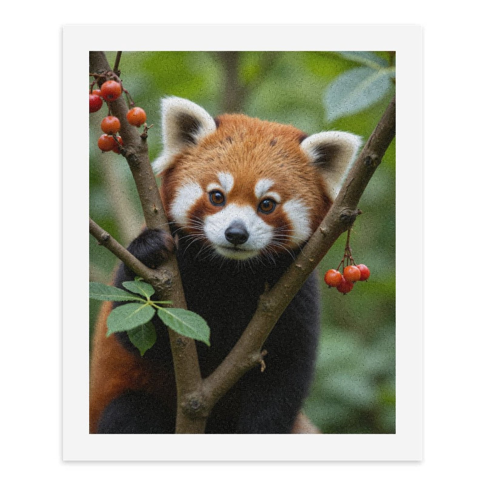 Paint by Numbers Kit for Adults, Red Panda Tree Branch Berries Cute Paint by Numbers, Easy Paint by Numbers Kit for Adults Beginner, DIY Adult Paint by Number Kits on Canvas, Home Decor