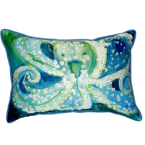 B Drake Interiors Octopus Indoor, Coastal Outdoor Lumbar Pillows