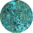 thumbnail image 1 of Ahgly Company Indoor Round Oriental Turquoise Blue Industrial Area Rugs, 7' Round, 1 of 4