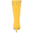 thumbnail image 2 of BLISSFUL STEP Women's Pointed Toe Kitten Heels Knee High Boots Yellow (Size 7.5), 2 of 6