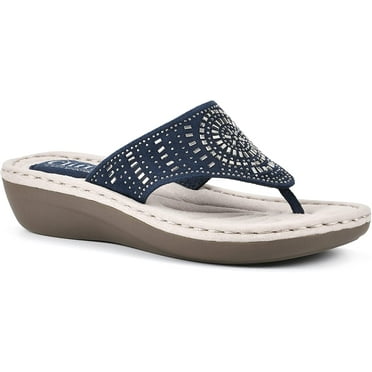 CLIFFS BY WHITE MOUNTAIN Womens Cienna Flip-Flop 9 Navy/Fabric