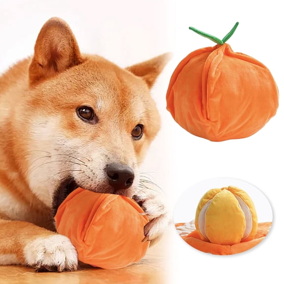 2026 Orange Hide and Seek Plush Dog Toy - Interactive Puzzle, Watermelon Dog Toy for Small Dogs, Puzzle Toy for Boredom, Nosework Pet Toy for Small Medium Dogs (Orange)