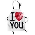 thumbnail image 1 of I Love You Apron, Simplistic Love You Calligraphy Wedding Lovers Relationship Illustration, Unisex Kitchen Bib with Adjustable Neck for Cooking Gardening, Adult Size, Red Charcoal Grey, by Ambesonne, 1 of 4