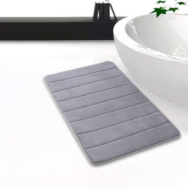 Bathroom Rug Non-Slip Bath Mat Washable & Quick Drying Modern Soft Microfibre Shower Mat Bath Mat for Bathroom (50 x 80 cm, Gray), 50 x 80 cm
