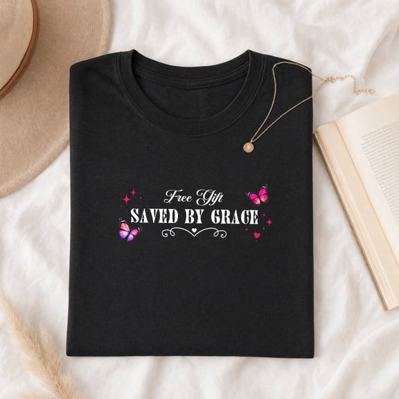 Jollimate Saved By Grace T-Shirt, Womens Christian Shirt, Christian Gift For Her, Religious Gift