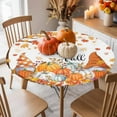 thumbnail image 3 of Maple Leaf Gnome Round Fitted Tablecloth with Elastic Edged, Autumn Thanksgiving Fitted Circle Tables Cover Wipeable Waterproof Table Cloth for Indoor Outdoor Use Tabletop Decor Farmhouse Pumpkin, 3 of 4