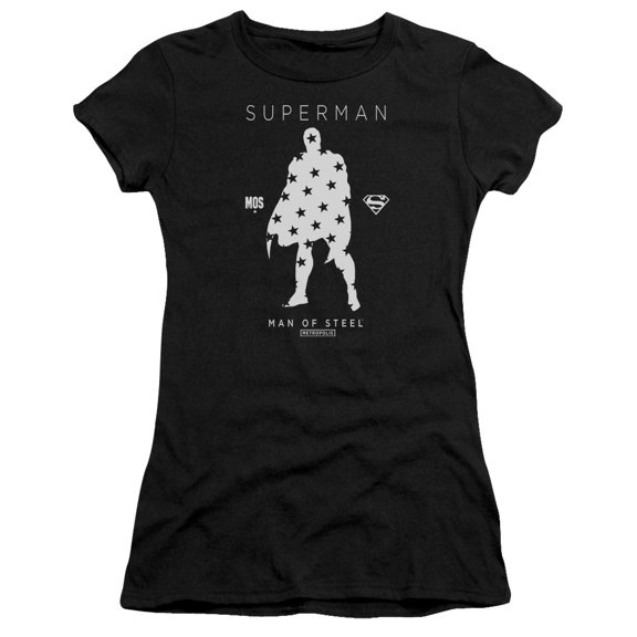 Superman Star Silhouette Junior Women's T-Shirt Sheer Black