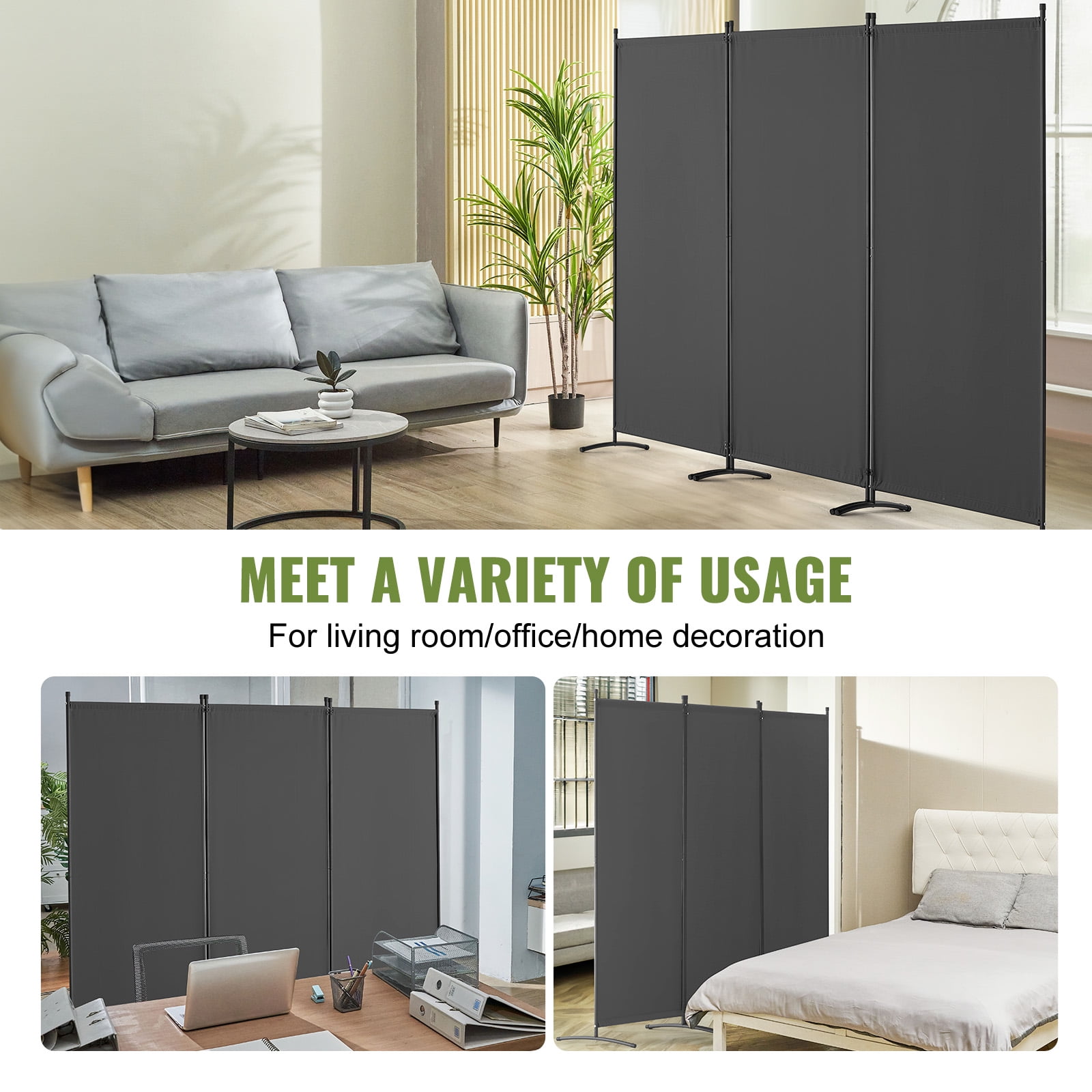 KFFKFF 3 Panel Room Dividers, Foldable 89*72 Inch Privacy Panels, Cloth Sectional Dividers for Workspace, Bedroom, Meal Space, Study Room