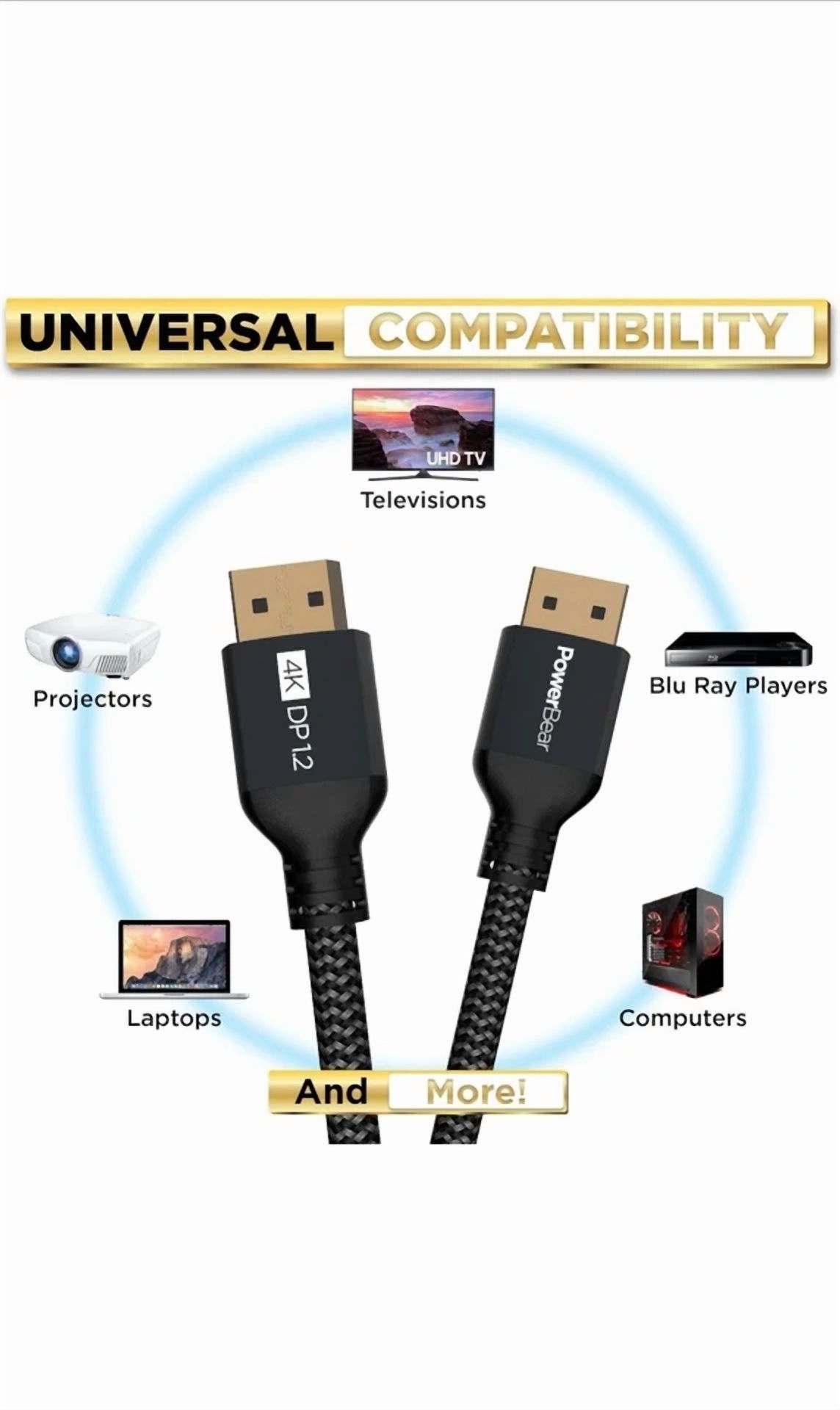 Bundle 4K Displayport Cable Ultra Hd High Speed Display Port Cable Size 3Ft/6Ft