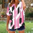 thumbnail image 2 of Womens Cotton T-Shirt Short Roll On Sleeve Shirt Button V Neck Fashion Printed Comfy Loose Fit Summer Tops (XL, Pink), 2 of 5