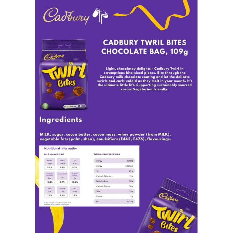 Cadbury Twirl Bites Chocolate 10 x 109g Bags (Bulk Buy