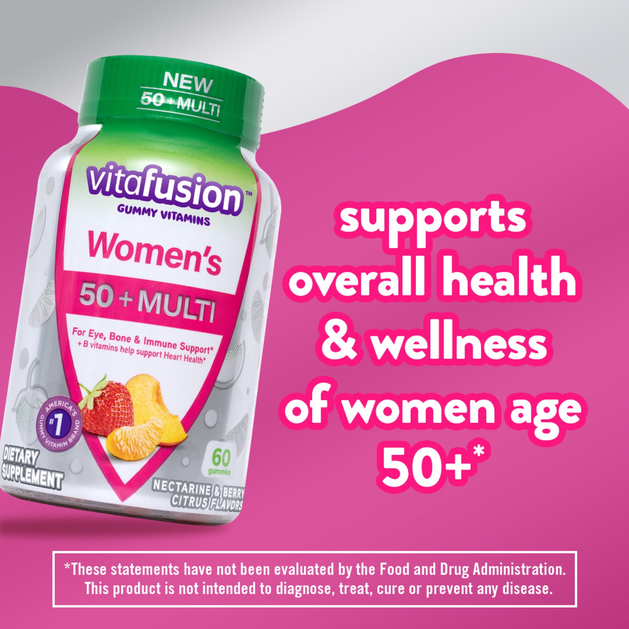 vitafusion Women's 50+ Daily Multivitamin, Gummy Vitamins, 60 Ct