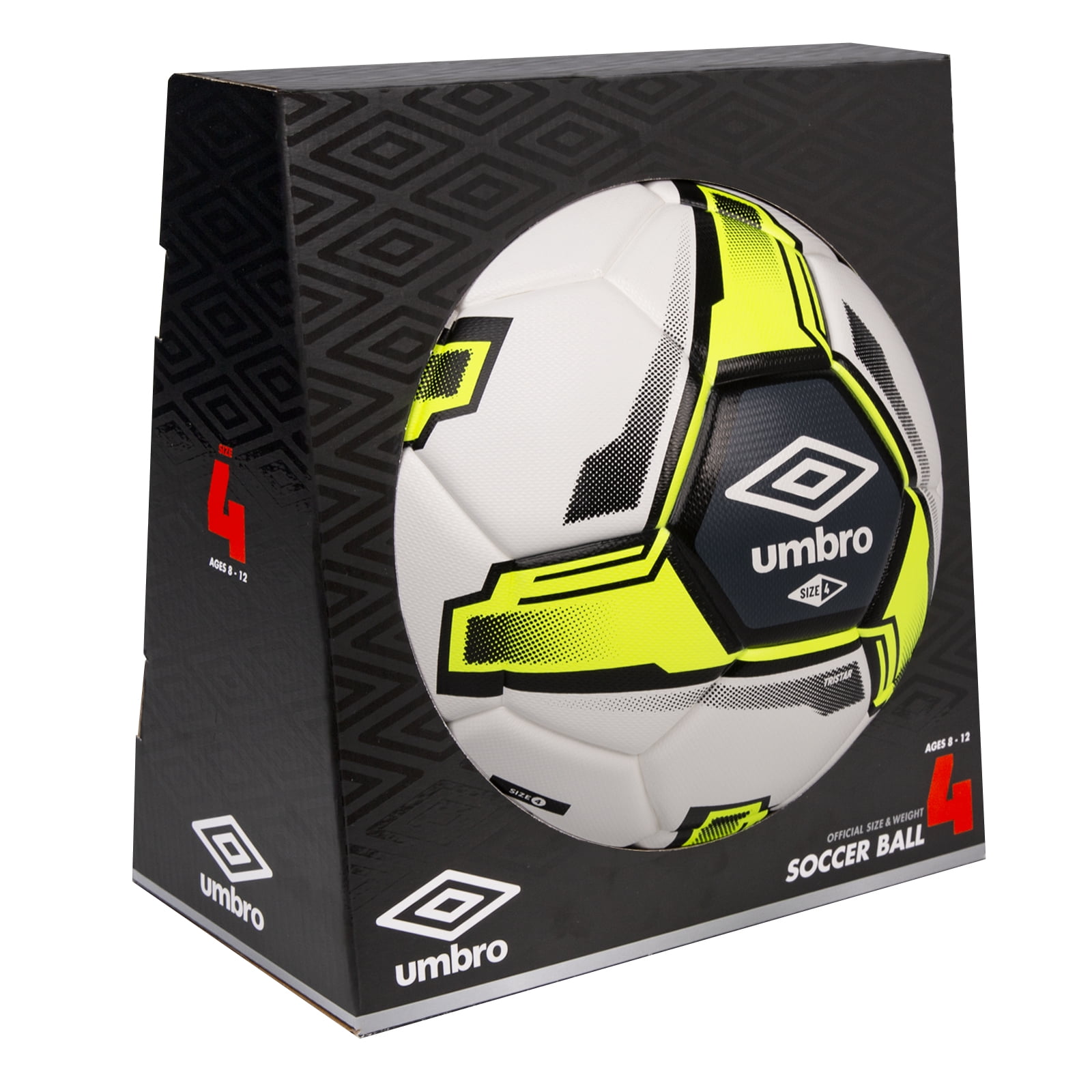 Umbro Tristar Size 4 Youth and Beginner Soccer Ball, White/Black/Yellow