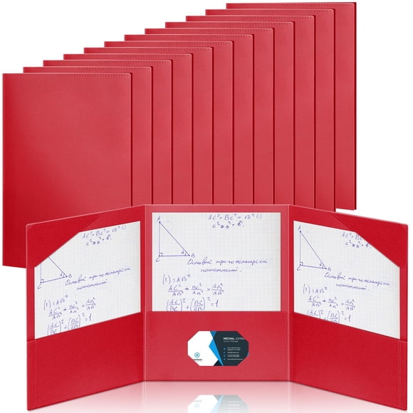 Carpeta Tenceur Tri Fold de plástico con 3 bolsillos, 24 unidades, color rojo