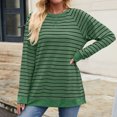 thumbnail image 2 of ShomPort Womens Striped Long Sleeve Shirts Cotton T-Shirt Loose Crew Neck Tunic Tops Fall, 2 of 8