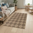 thumbnail image 4 of SUNDEREY 3'x5' Easy Jute Area Rug, Washable Entryway Rug Non Slip, Checkerboard Indoor Outdoor Carpet, Modern Geometric Farmhouse Checkered Carpet for Office Couch Entrance Kitchen,Khaki, 4 of 10