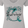 thumbnail image 4 of Inktastic Ovarian Cancer Survivor Butterfly Ribbon Women's V-Neck T-Shirt, 4 of 5