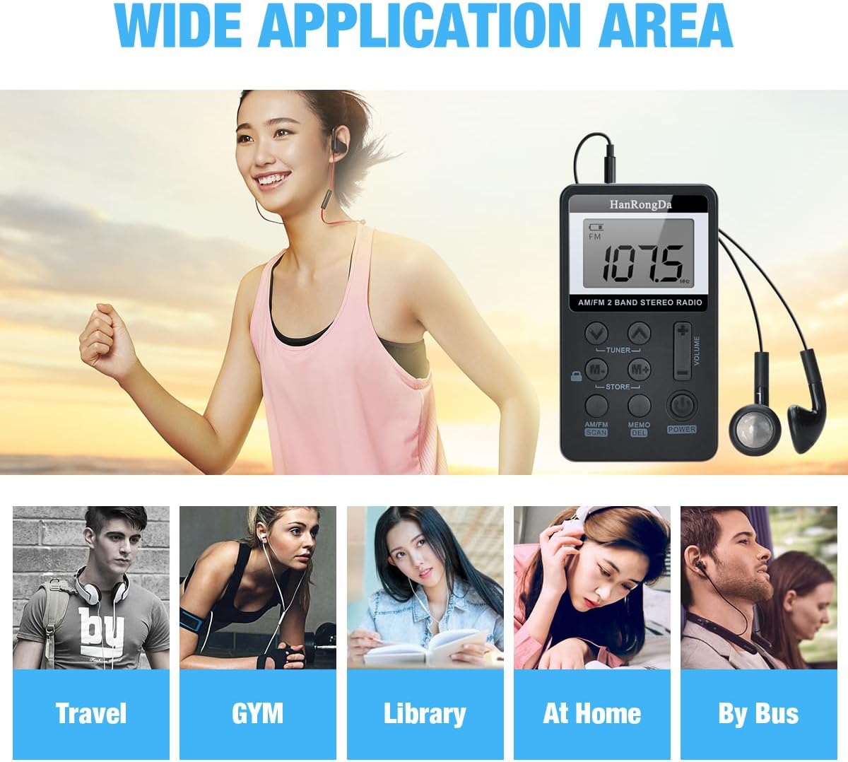 FM/AM Radio,Mini Portable Radio,Walkman,Personal Radio Headset