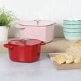 thumbnail image 4 of Martha Stewart 4 qt Oven Safe Cast Iron Dutch Ovens with Side Handles, Pink Set of 2, 4 of 5