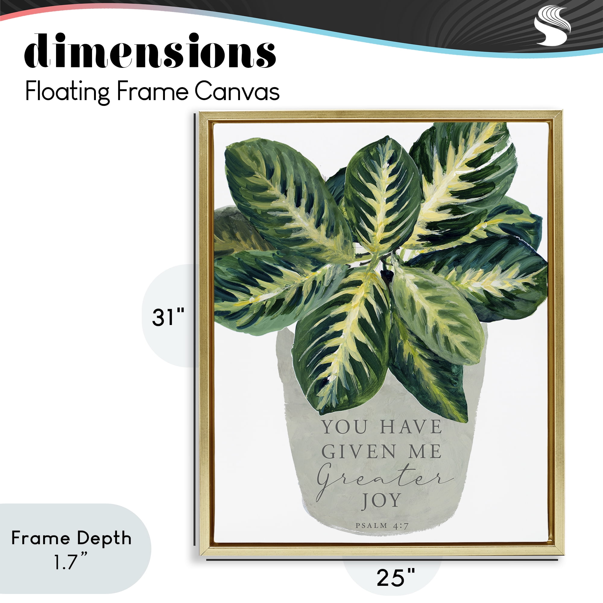 Stupell Industries Prayer & House Plant Gold Framed Floater Canvas Wall Art, design by Lanie Loreth